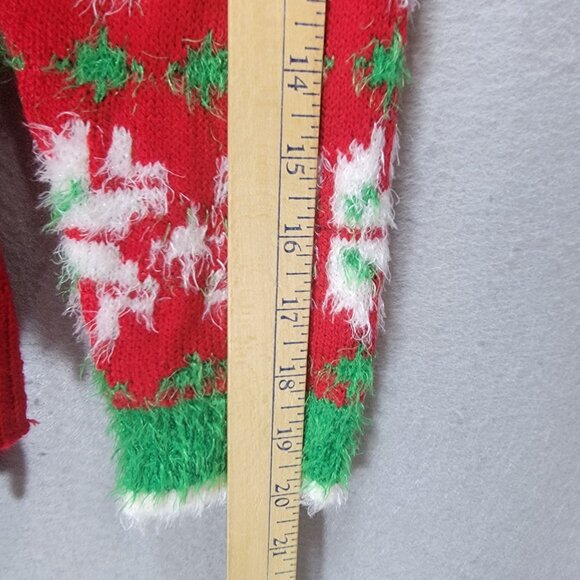 Ugly Christmas Sweater Unisex L Reindeer 3D Rhinestone Tinsel Fur Knit Holiday - Picture 15 of 16